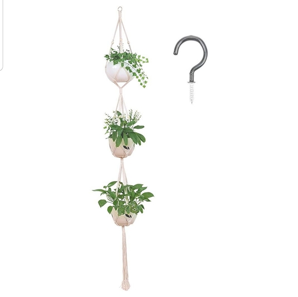 3 Tier 80" Macrame Plant Hanger Holder Flower Pot - Picture 2 of 9
